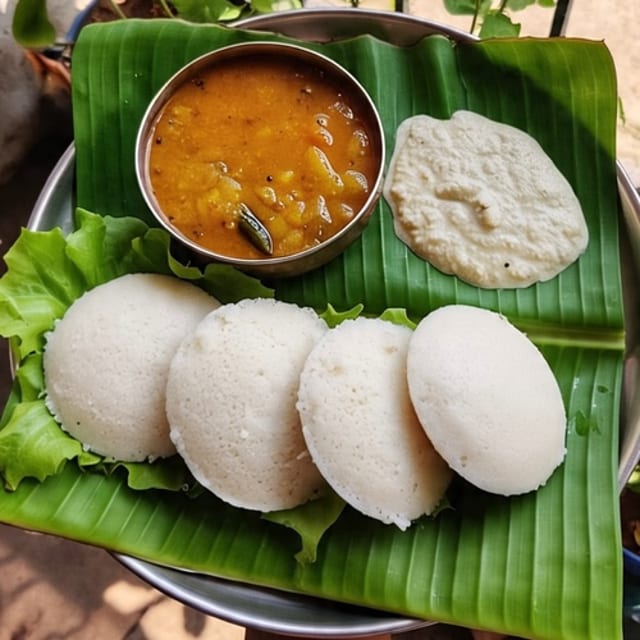 Idli - sambhar (Rice cakes 3).
